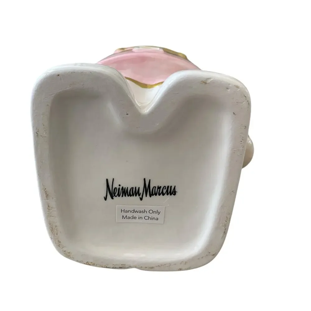 NEIMAN MARCUS Pink Nutcracker Cookie Jar In Holiday Gift Box NEW